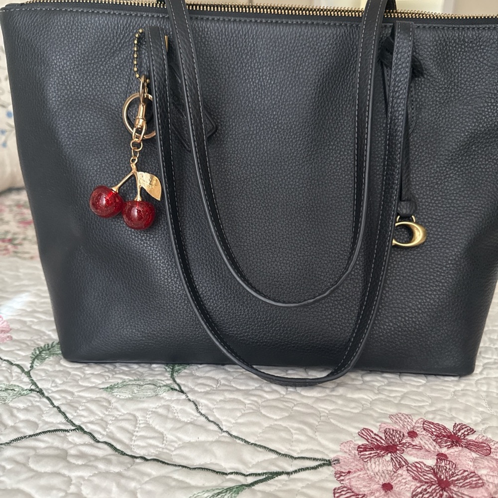 Coach Black Handbag with Red Cherry Accent
